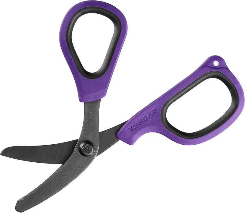 Xshear Mini 6" Trauma and Nurse's Shear. Razor sharp and compact scissors, perfect for EMTs, doctors, ICU, wound care and bandages (Purple) - Image 2